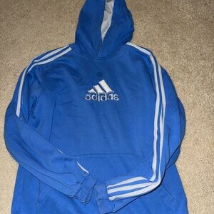 Adidas Blue Hoodie with White Stripes